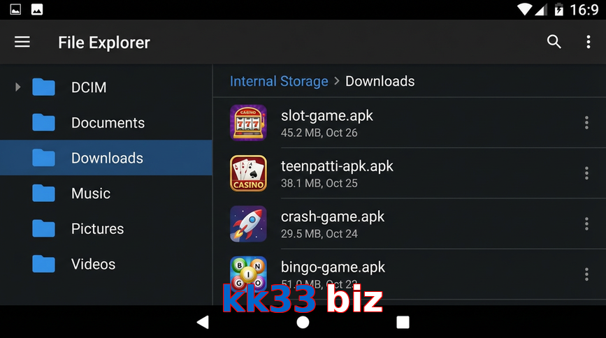 Main screen of Kk33 Biz gameapk page for PK players